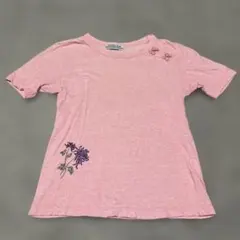 NICOLE CLUB 半袖Tシャツ ピンク 花柄刺繍のサムネイル