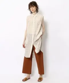 トゥモローランド | コットンシルクチェック ノースリーブシャツワンピース