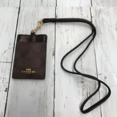 COACH ブラウンレザーパスケース ストラップ付き【新品未使用】