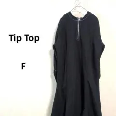 Tip Top 하프 Zip 긴 원피스 블랙 스티치 F N703