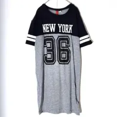 エイチアンドエム（M）カットソーTシャツワンピース　韓国　ロング丈　半袖