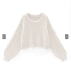 GRL kz119 ショート丈フェザーニット ファー ホワイト