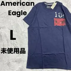 未使用品　アメリカンイーグル 半袖Tシャツ ロゴ L ネイビーのサムネイル