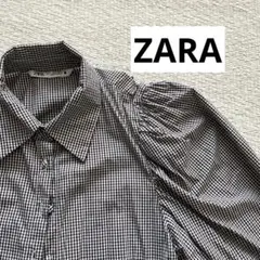 【匿名】ZARA ザラ　ブラウス　シャツ　sサイズ　ブラウン　レイヤード