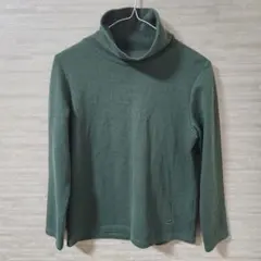 【M】クロコダイル タートルネック ニット セーター グリーン