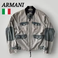 希少 イタリア製 ARMANI コットン リネン ライダース ジャケットのサムネイル