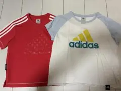 adidas アディダス　Tシャツ 赤 140 & 白 150 セット