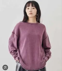 ＭＥＤＥ１９Ｆ　ケミカル加工をほどこしたワッフルトップス　パープルのサムネイル