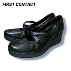 【新品未使用】ファーストコンタクト　ウェッジソールパンプス ストラップ　厚底　黒