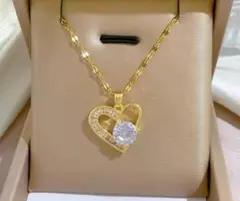 ネックレス czダイヤ サージカルステンレス 【新作】ハート✨柱ジルコニア✨ ゴ