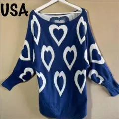 【VINTAGE】USA IMPORT KNIT レトロ 古着　ハート柄