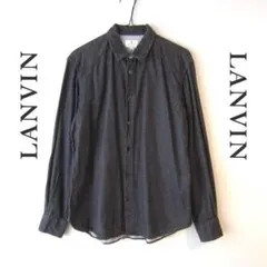 美品　LANVIN／ランバン★　ドット柄　長袖シャツ　グレーのサムネイル