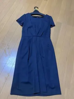 ネイビー 半袖 ひざ丈ワンピース M ジャケットセット