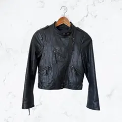 ブラック　ビンテージレザーライダースジャケット
