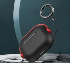 AirPods 3 ケース ブラック/レッド キーホルダー付き