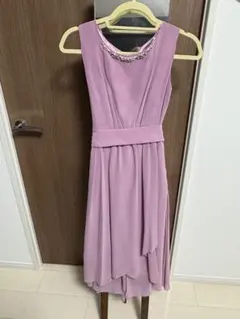 薄紫色 スリーブレス パーティードレス