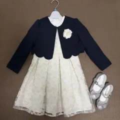 120 プティマイン 卒園式 入学式 ワンピース ボレロ 靴 コサージュ セット