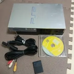 動作品！PS2　本体　メモリーカード　シルバー　電源コード　セット