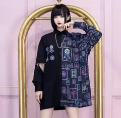 LISTEN FLAVOR　チェーン付 麻雀切り替え2WAYシャツ BLACKのサムネイル