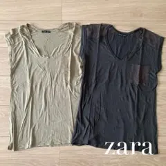 ザラ zara 胸 ポケット Tシャツ 2枚セット