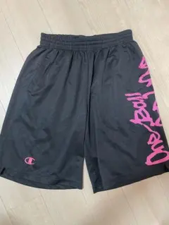 Champion 黒 Lサイズ ショートパンツ ピンクロゴ