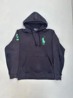 00s y2kラルフローレン ビッグポニー パーカーL ネイビー ネオングリーン