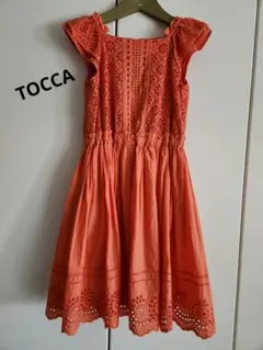 TOCCA　オレンジ レースデザイン ワンピース 半袖のサムネイル