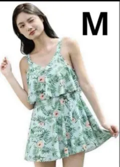 水着 レディース ワンピース 体型カバー オールインワン 花柄 M