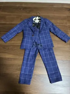 ネイビー チェック柄 フォーマルスーツ　90サイズ