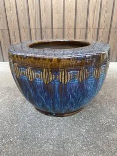 八角形　火鉢　金魚鉢　メダカ鉢　水鉢　　金魚鉢　睡蓮鉢　骨董　青茶 2025年最新】八角火鉢の人気アイテム - メルカリ