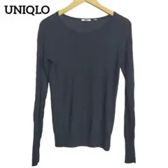 C20 UNIQLO ユニクロ カットソー 長袖 薄手ニット 黒 カシミヤ混