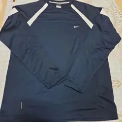 Nike ナイキ Sphere Dry長袖Tシャツ ナイキロゴ 紺、白ストライプ