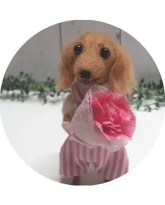 「お花どーぞ」ダックスちゃんからのプレゼント♡羊毛フェルト♡ハンドメイド♪