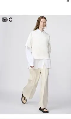 ユニクロＣ　スウェットストレートパンツ　白　S