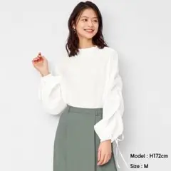 ★完売新品GUシアードローストリングスリーブブラウスL★PLSTプラージュ