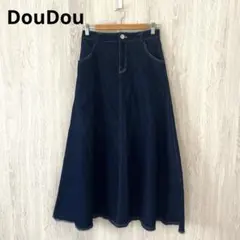 DouDou デニム ロングスカート フレアスカート インディゴ フリーサイズのサムネイル