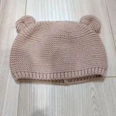 【バースデイ】新生児 くま耳 ニット帽 綿100% ピンクベージュ