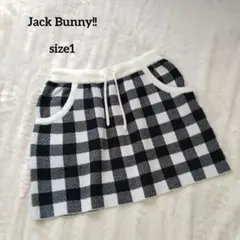 ジャックバニー　チェック　ゴルフニットスカート　ブラック×ホワイト　サイズ1