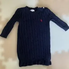 Ralph Lauren ネイビー ケーブルニットワンピース 18-24M