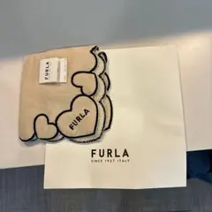 【新品未使用】FURLA タオルハンカチ ハート刺繍　ベージュ　フルーラ