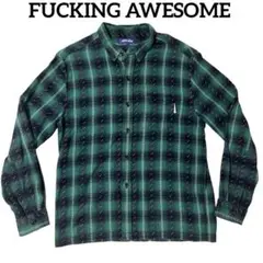 FUCKING AWESOME グリーン チェック 長袖ネルシャツ