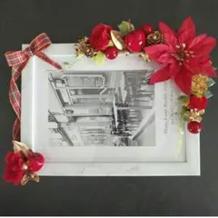フォトフレーム 写真立て ハンドメイド クリスマス 造花 お花