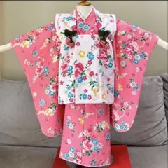 キャサリンコテージ いにしえ華車黄×桃被布ピンク 着物 七五三 - メルカリ