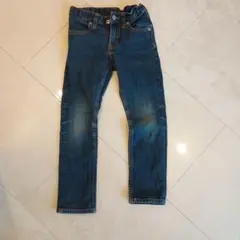 GU デニムブルー スリムフィットパンツ　110