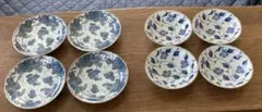 【新品未使用】美濃焼 雪峰 染付皿 8枚セット（中皿4枚・中鉢4枚）和食器