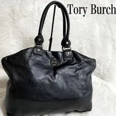 Tory Burch トリーバーチ オールレザー ゴールド ロゴ トートバッグ