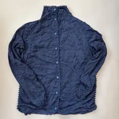 【極美品】ヨシキヒシヌマ　長袖シャツ　ブラウス　絞り加工　シワ加工　チェック 極美品】ヨシキヒシヌマ 長袖シャツ ブラウス 絞り加工 シワ加工