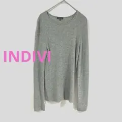 INDIVI インディヴィ リブニット 長袖 グレー サイズ38 ラメ