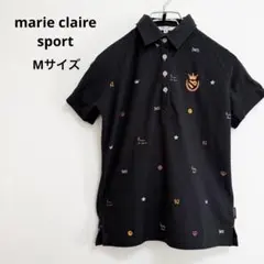 マリークレールスポーツ ゴルフウェア ポロシャツ Mサイズ 刺繍 半袖 黒のサムネイル