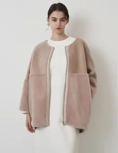 ELENDEEK ベージュ ウールボア　リバーシブルコート